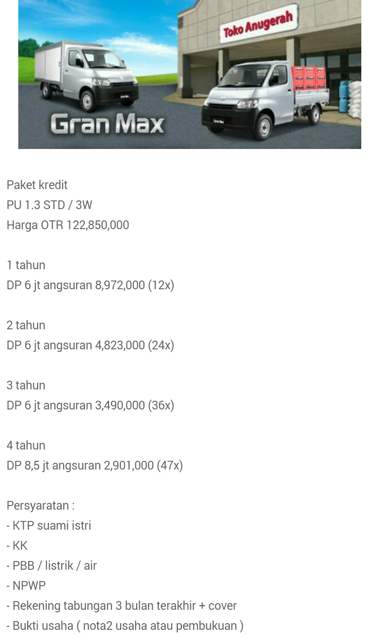 Harga Daihatsu Gran Max Pick Up Sidoarjo 