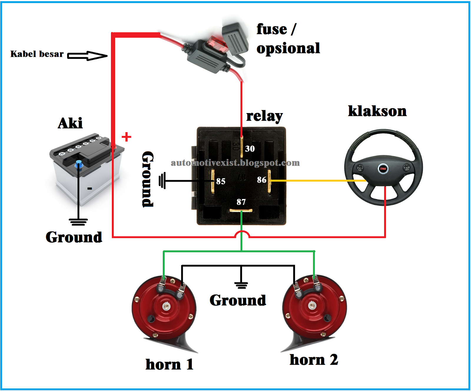 Cara Pasang Relay Klakson Mobil
